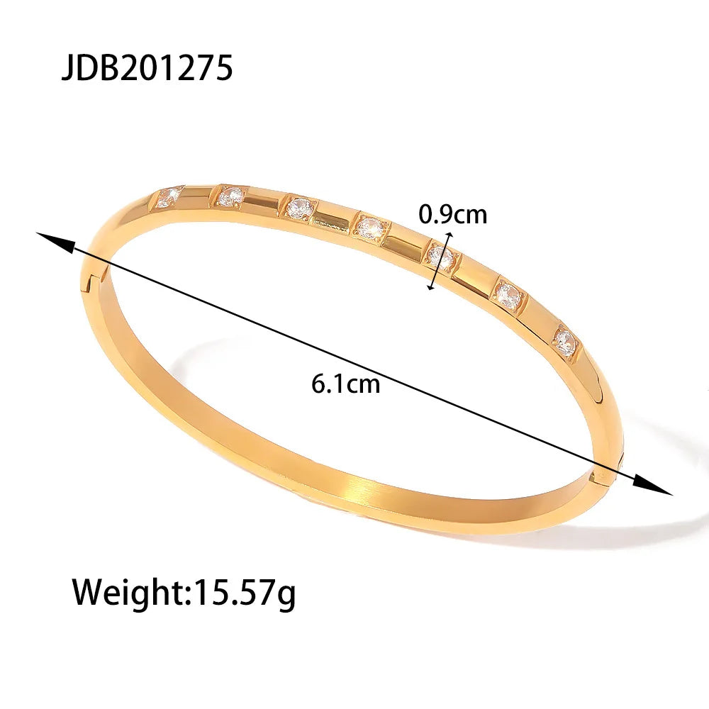 Inlay Square Shape Zircon Wave Open Bracelets