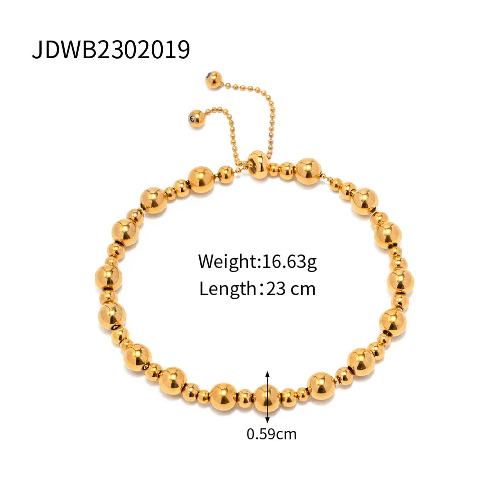 Kika Stainless Steel Bead Chain Bangle Bracelet Waterproof