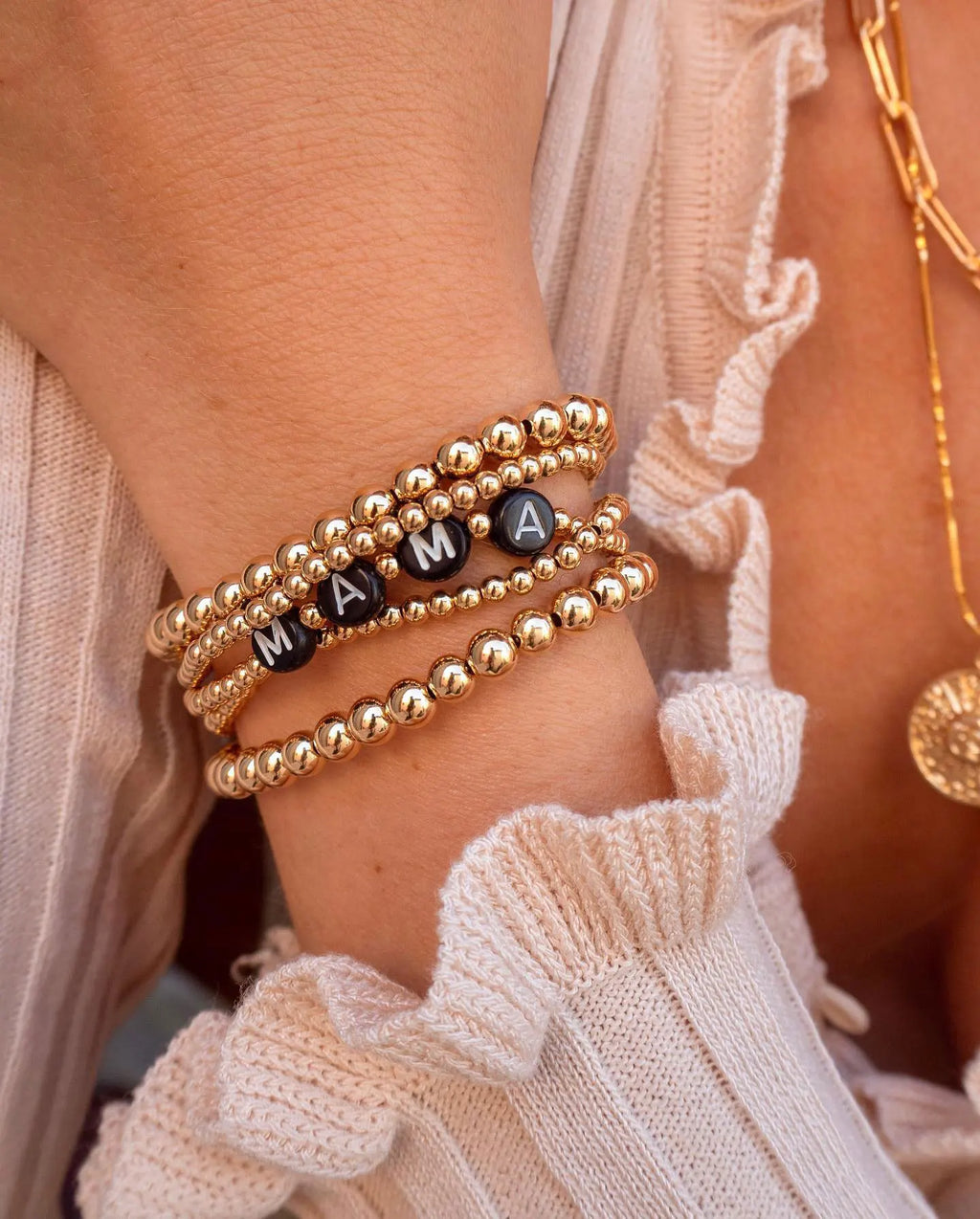 Kika Stainless Steel Bead Chain Bangle Bracelet Waterproof