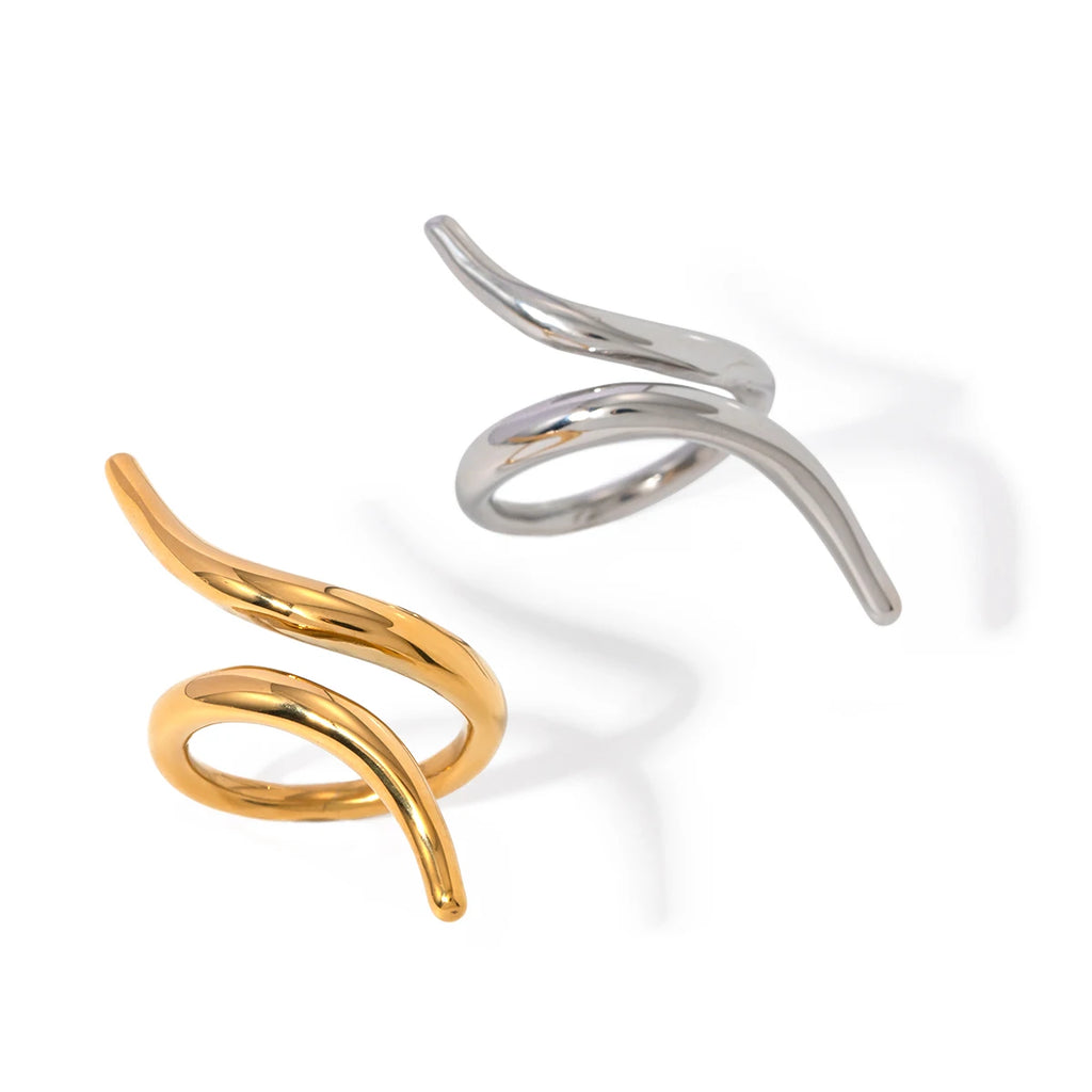 KIKA Fashion Statement Metalen Snake Animal Rvs 18K Gold Color Plating Vergulde Vinger Ring Waterdicht Sierade