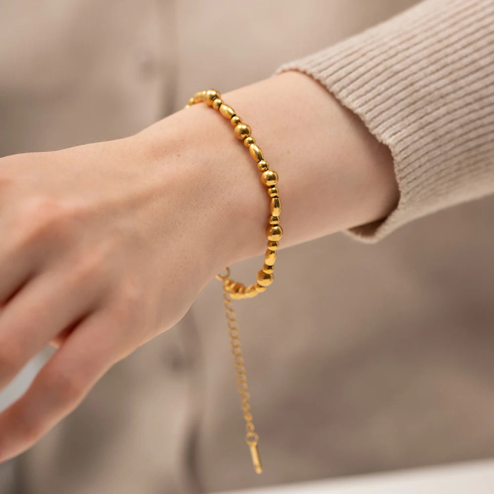 Kika Stainless Steel Bead Chain Bangle Bracelet Waterproof