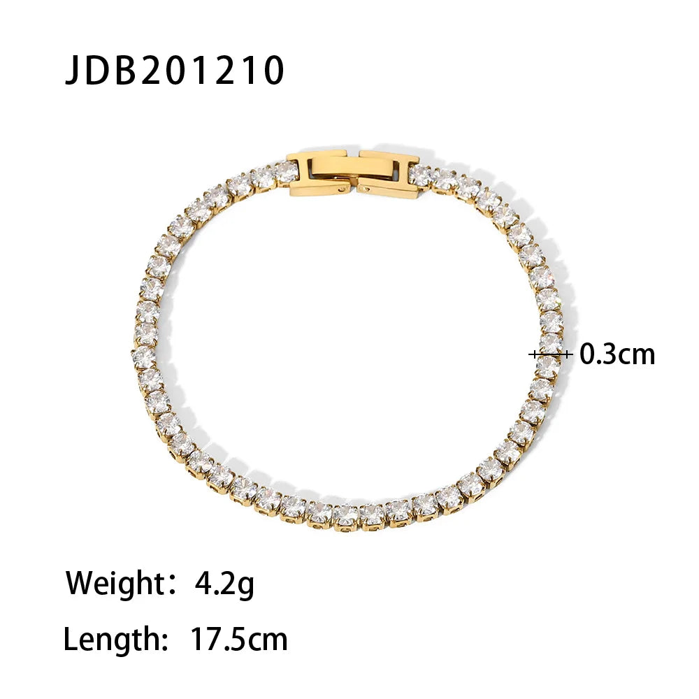 Maximalist Dipped With Cubic Zirconia Gemstones Stainless Steel Bracelet