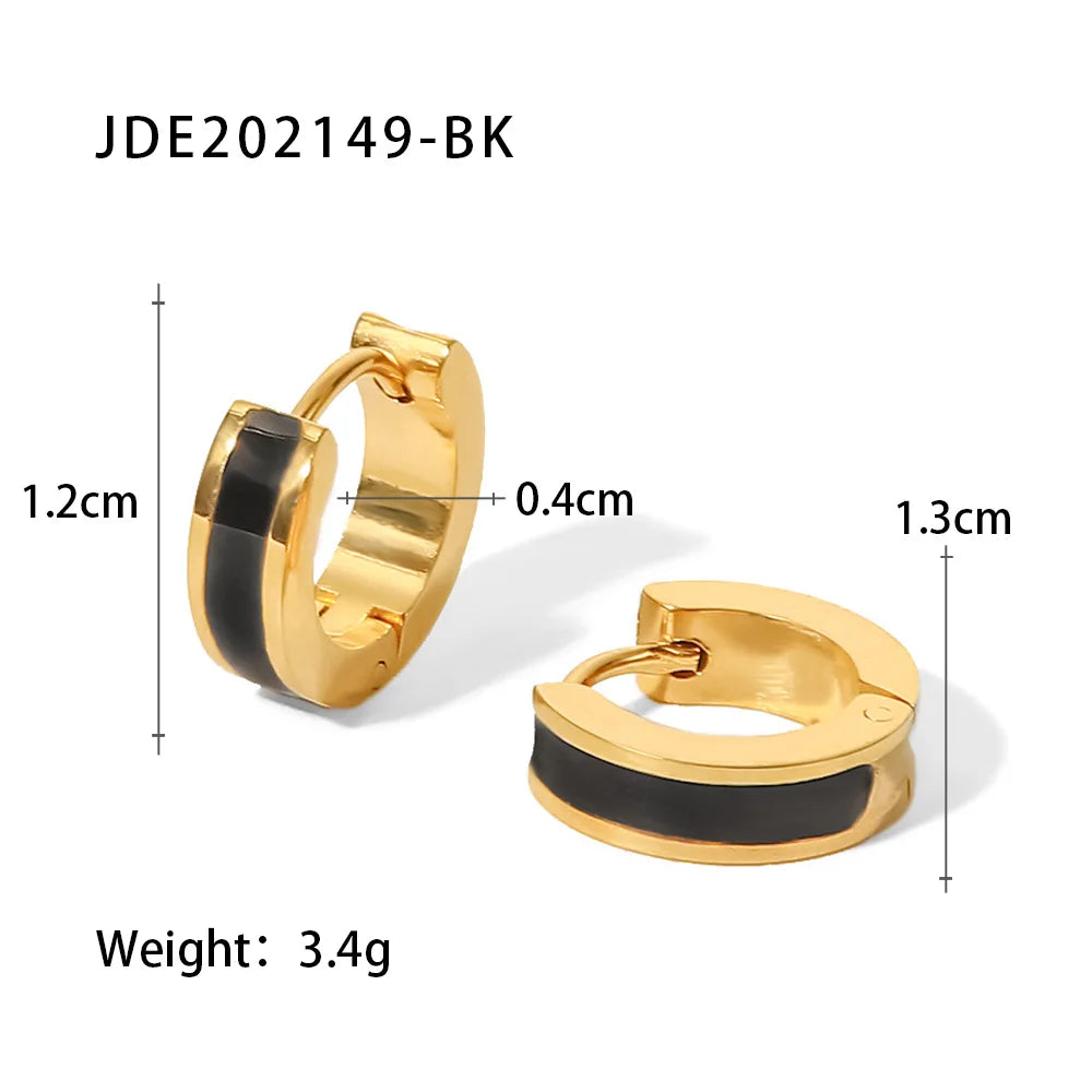 KIKA New Colorful Enamel Stainless Steel 316L Round Studs Earrings PVD Plated Stylish Charm