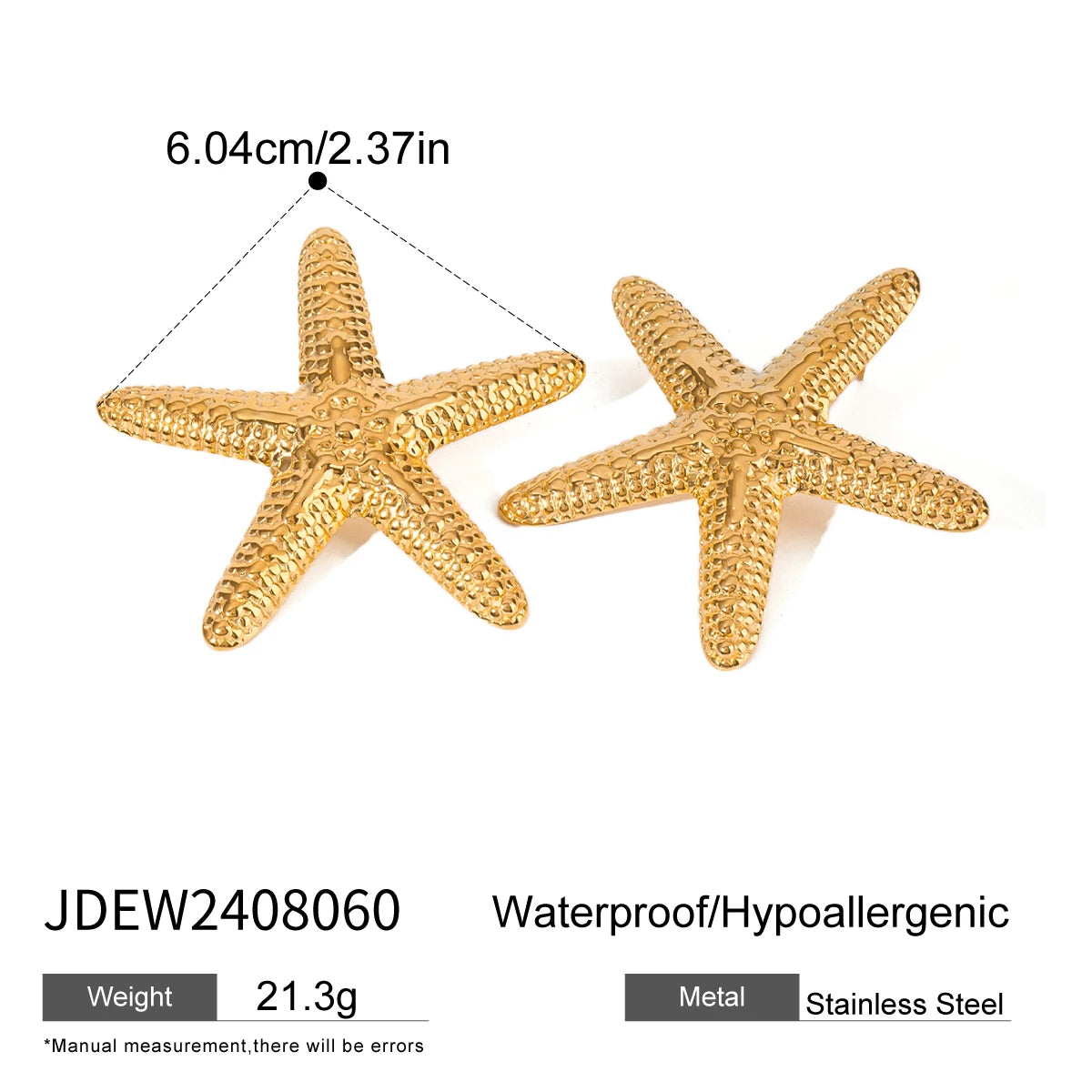 kika Fashion Stainless Steel Sea Ocean Element Starfish Earrings