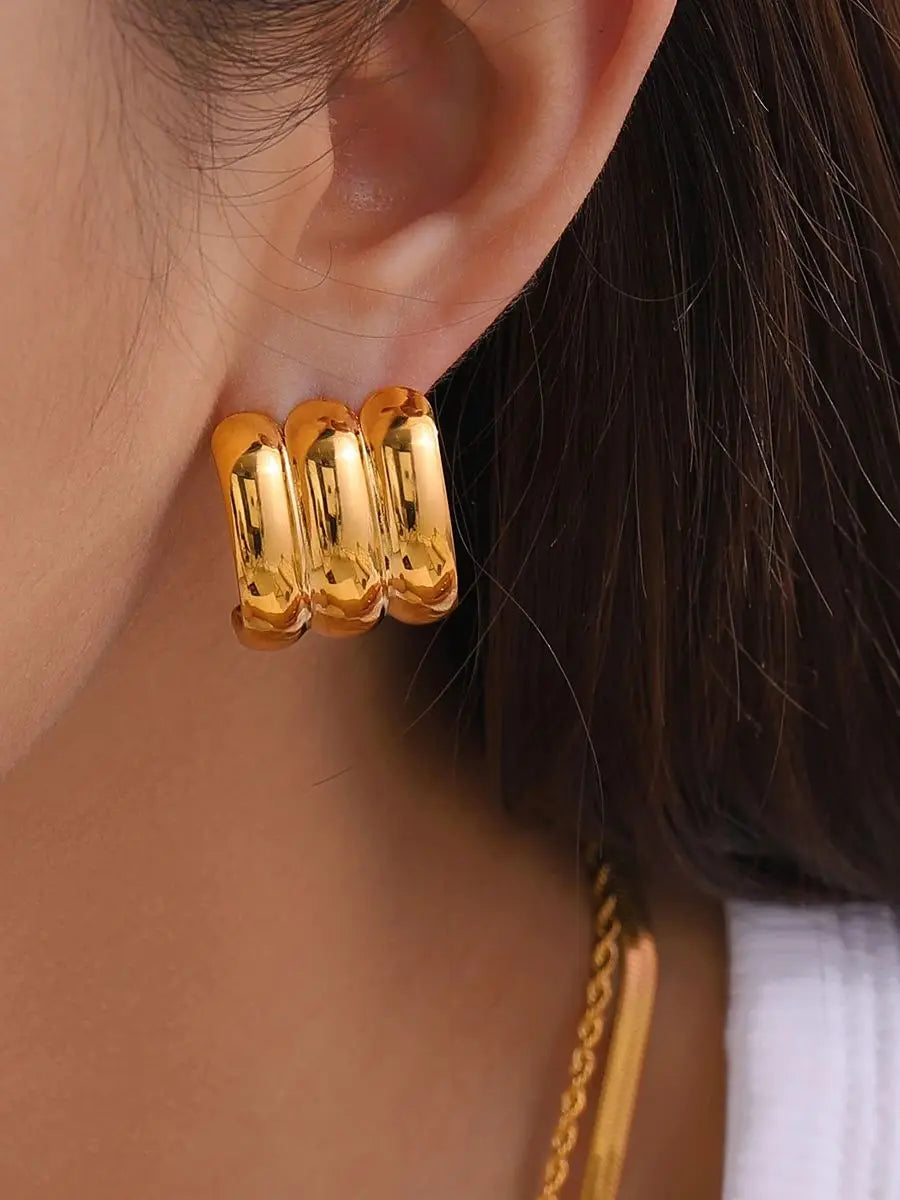 KIKA Hot Style Bow knot Big Ear Stud 18K PVD Plated Stainless Steel 316L Earrings Exquisite