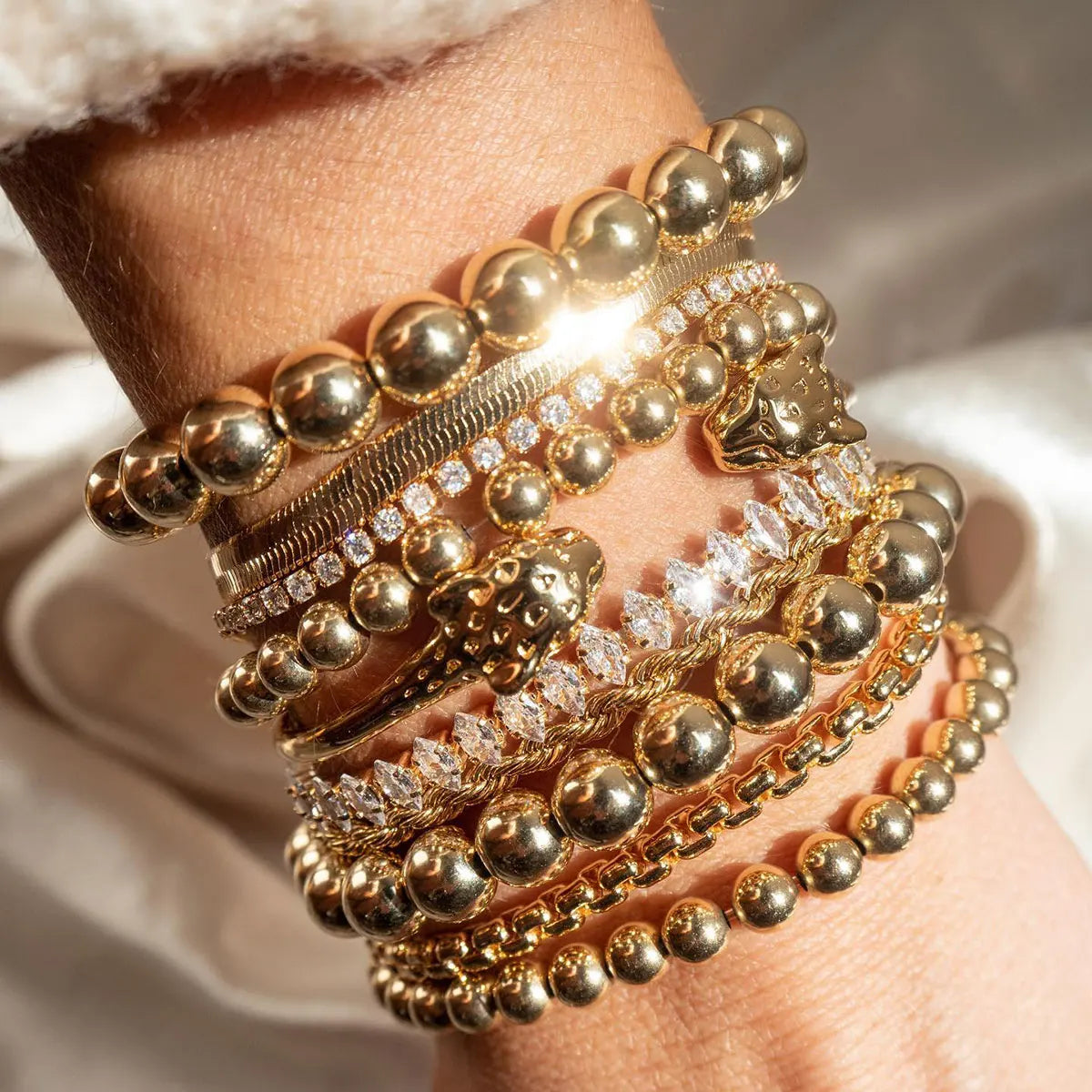 Kika Stainless Steel Bead Chain Bangle Bracelet Waterproof