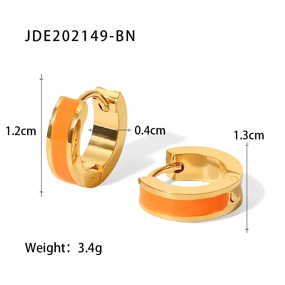 KIKA New Colorful Enamel Stainless Steel 316L Round Studs Earrings PVD Plated Stylish Charm