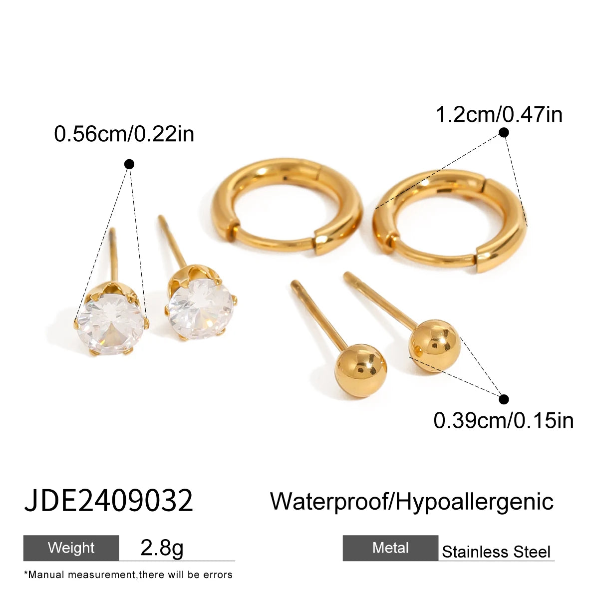 Exquisite 3-Pair Earring Set Shell Starfish Ear Studs Stackable
