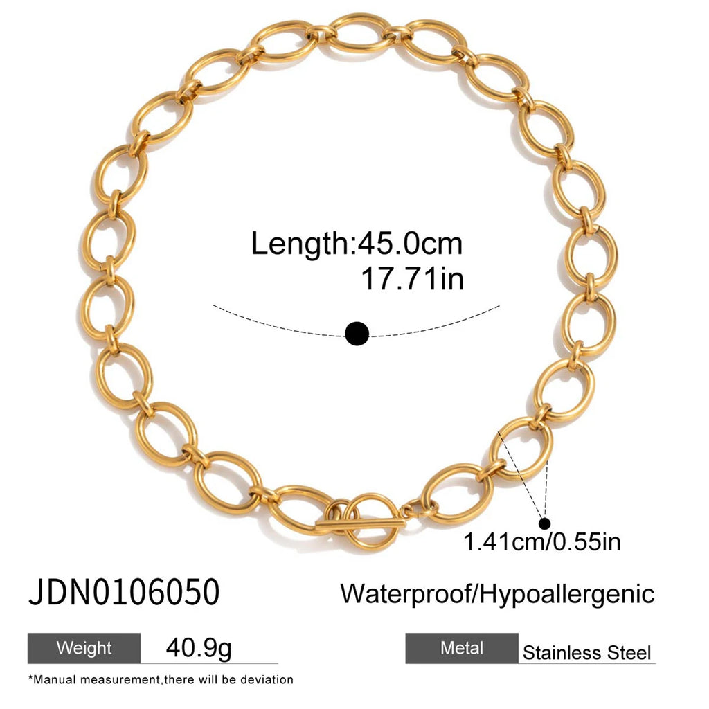 Minimalist Thick O-Link OT Clasp Necklace