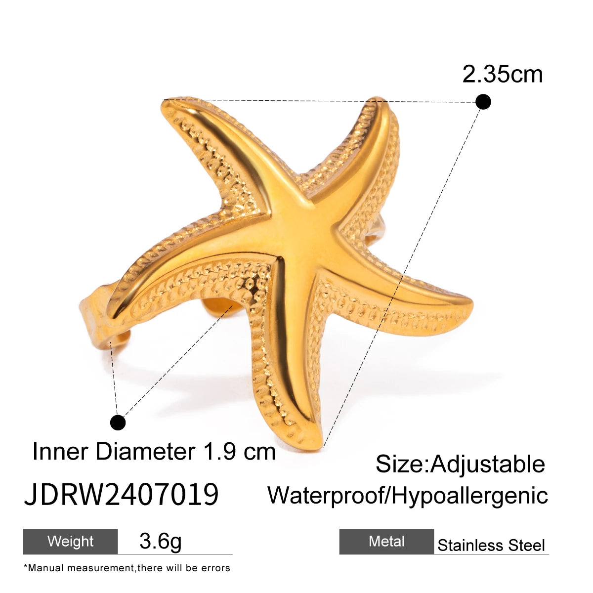 kika Fashion Stainless Steel Sea Ocean Element Starfish Earrings