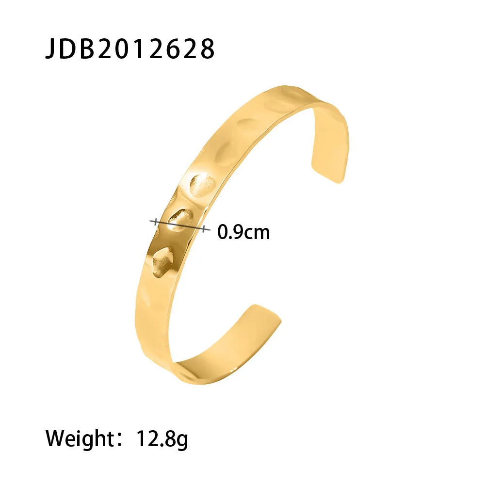KIKA Simple Statement 18k Gold Color Cuff bracelet Stainless Steel Jewelry Waterproof Opening Cubic Zirconia Bangles For Women