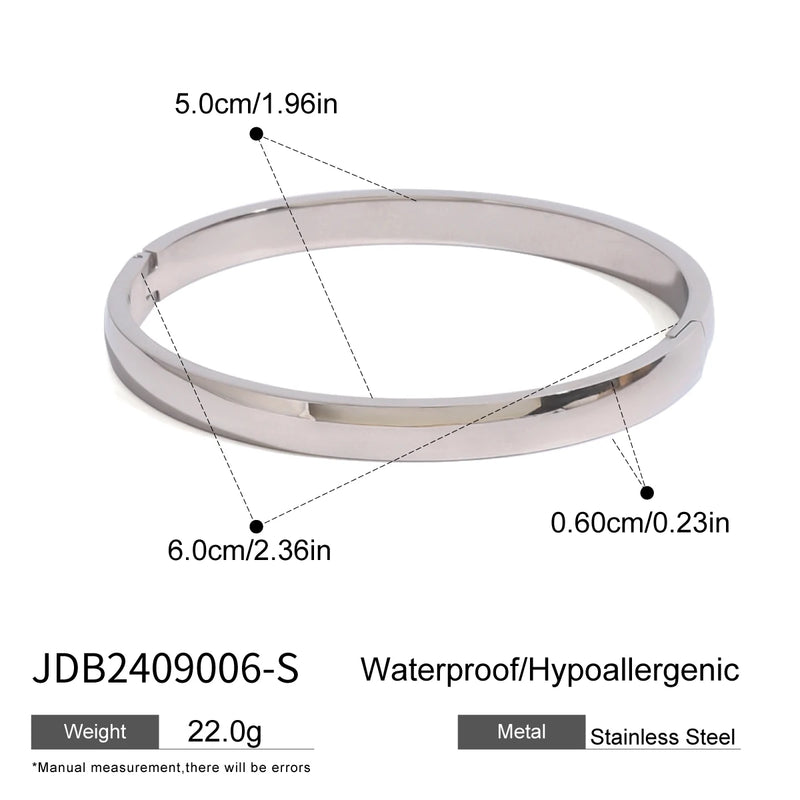 Kika Waterproof 316L Stainless Steel Round Smooth Bracelet Bangle Women Minimalist