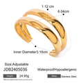 KIKA Stainless Steel Statement Gold Color Cuff Bracelet Bangle Metal Texture Multi-Layer Temperament Fashion Waterproof Jewelr