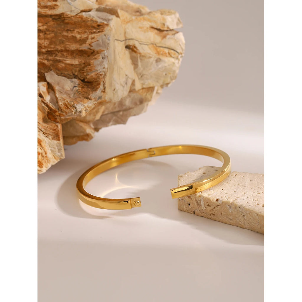 Kika Waterproof 316L Stainless Steel Round Smooth Bracelet Bangle Women Minimalist