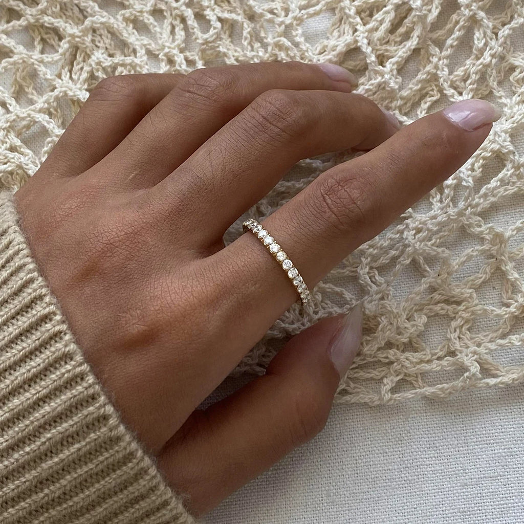 Ring Golden Cubic Zircon 18 K Plated Minimalist