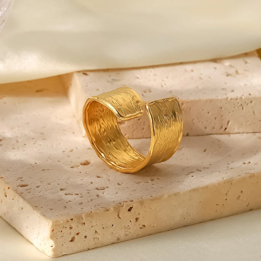 18K Gold Plated Adjustable Stainless Steel Ring