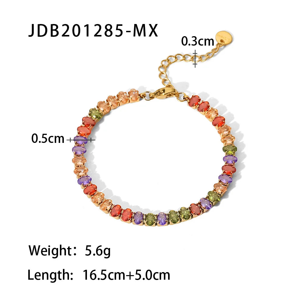 Maximalist Dipped With Cubic Zirconia Gemstones Stainless Steel Bracelet