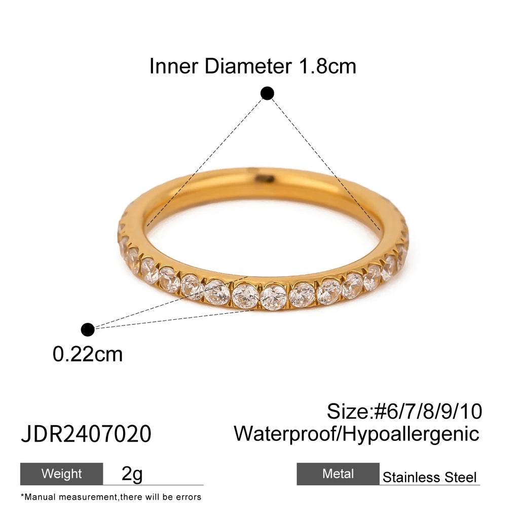 Ring Golden Cubic Zircon 18 K Plated Minimalist