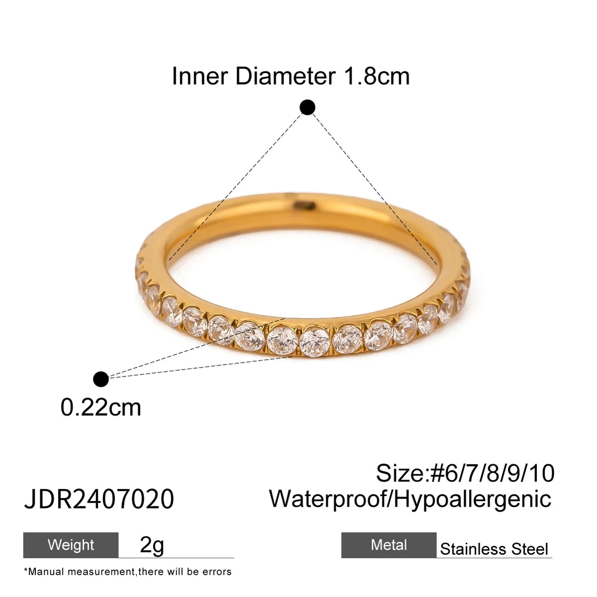 Ring Golden Cubic Zircon 18 K Plated Minimalist