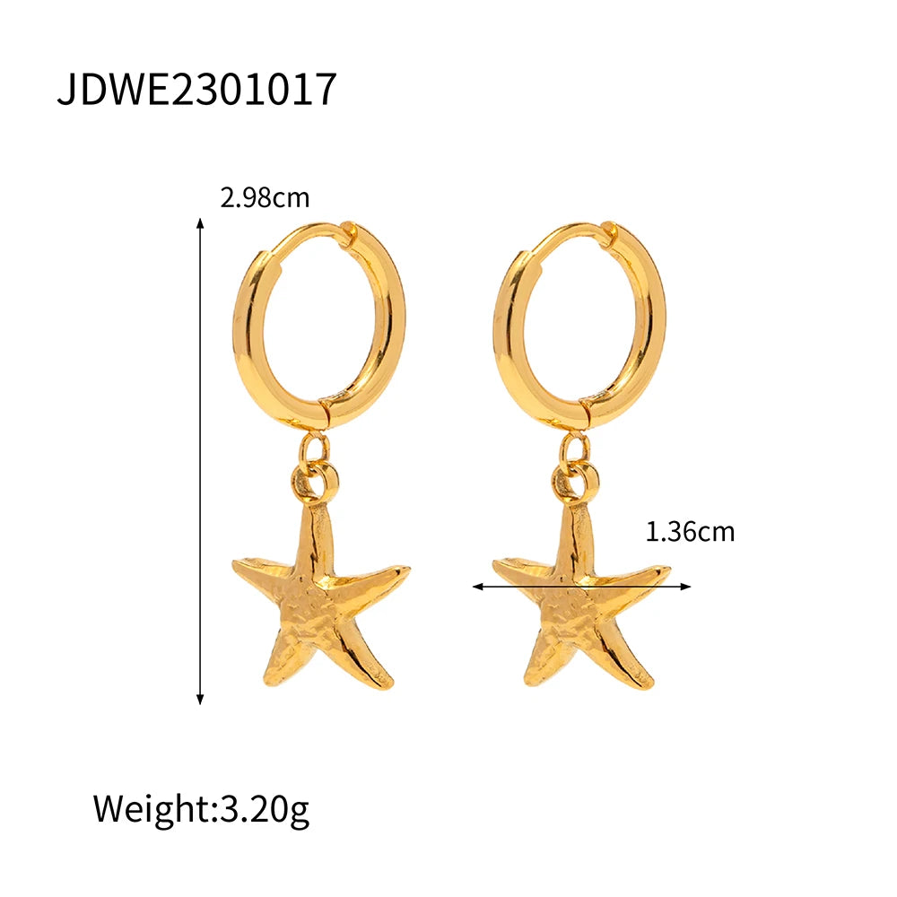 Kika Stainless Steel Starfish Drop Dangle Statement Earrings