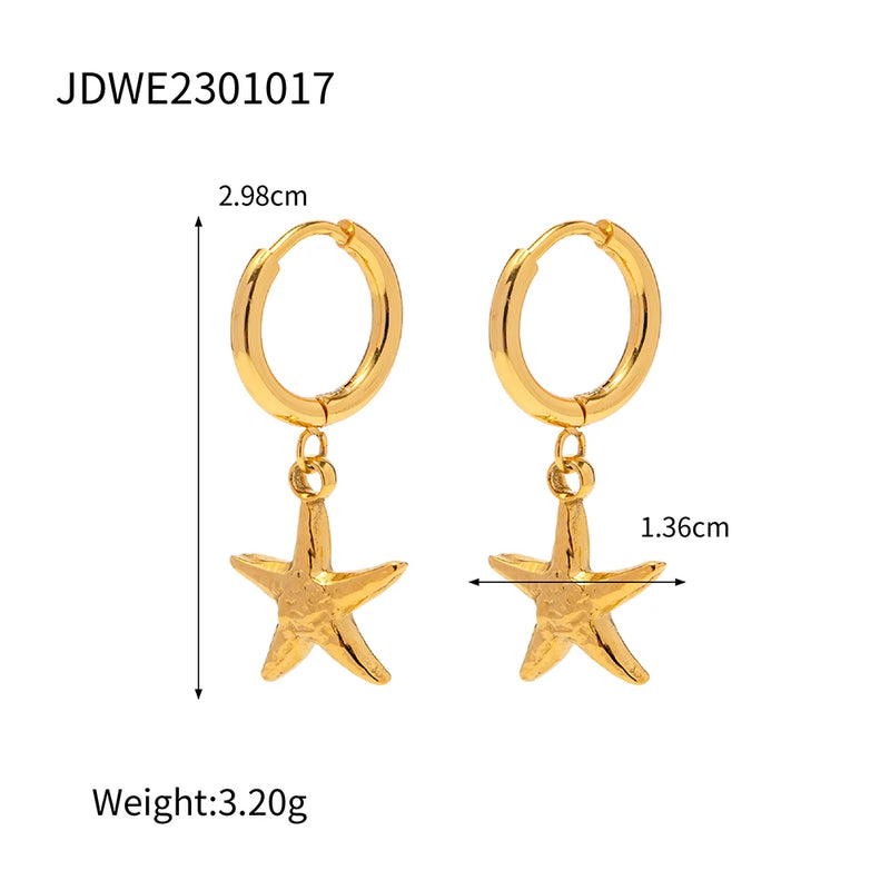 Kika Stainless Steel Starfish Drop Dangle Statement Earrings