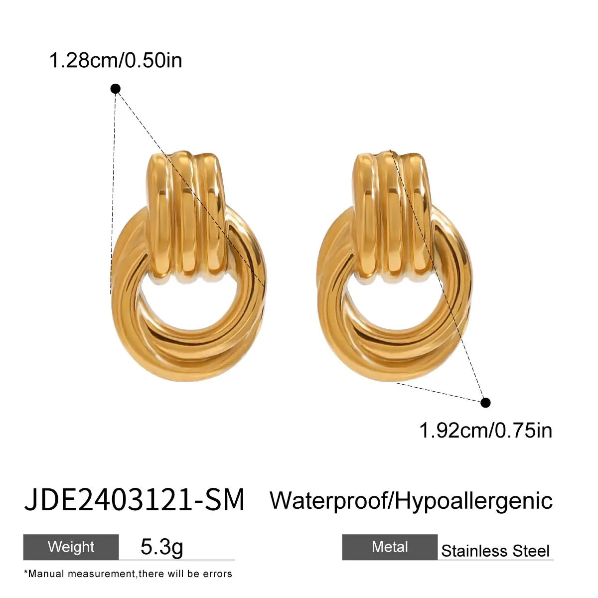 Ring Stud Earrings Waterproof Charm