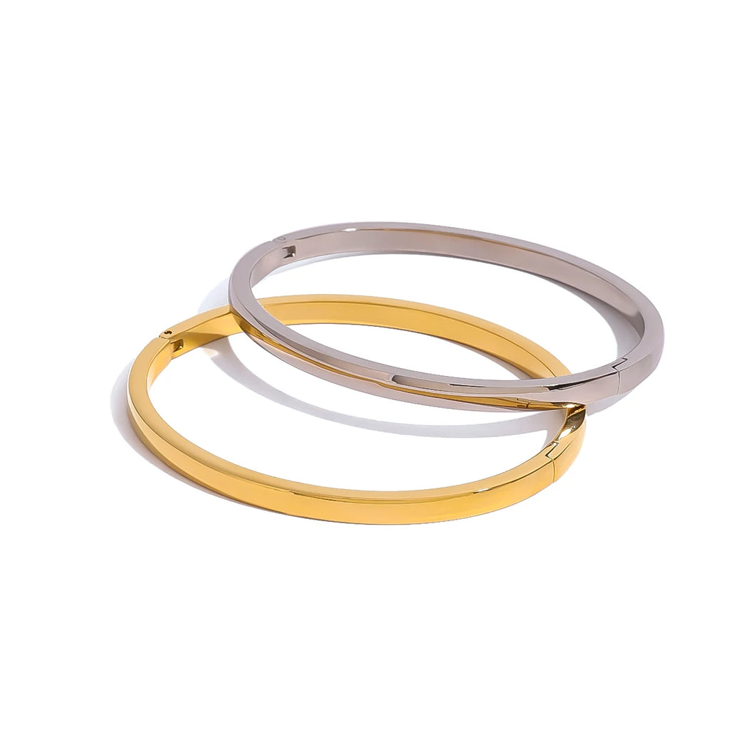 Kika Polished Textured Waterproof Stainless Steel Big Bracelet Bangle