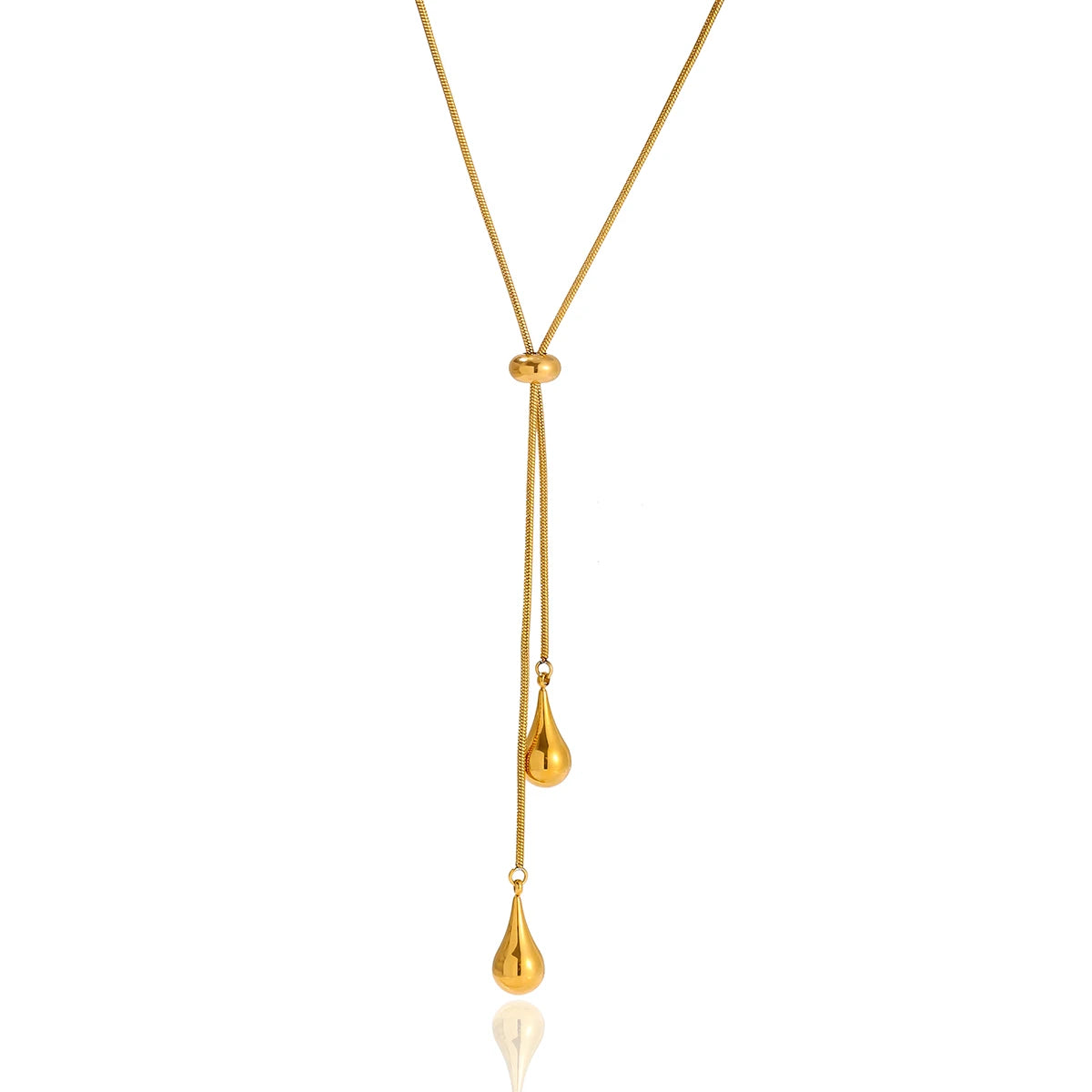Water Droplet Pendant With Adjustable Y-Shaped Chain Tassel Necklace