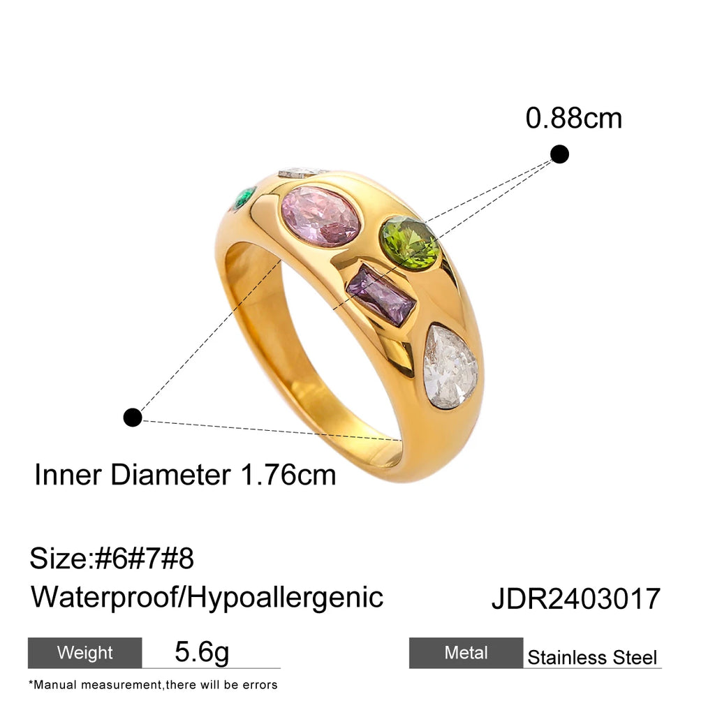 KIKA Casual Style Stainless Steel Delicate Cubic Zirconia Fashion Shiny Ring for Women High Quality Temperament Premium Jewelr