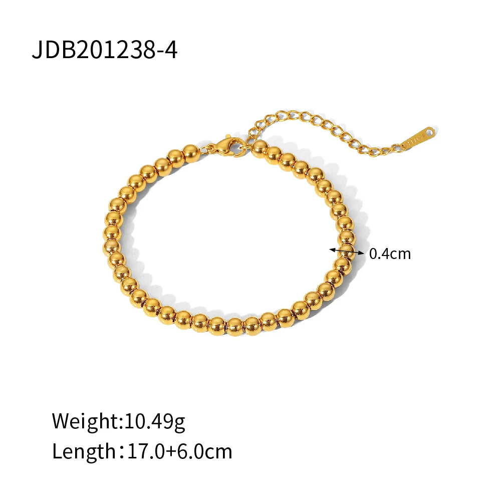 Kika Stainless Steel Bead Chain Bangle Bracelet Waterproof
