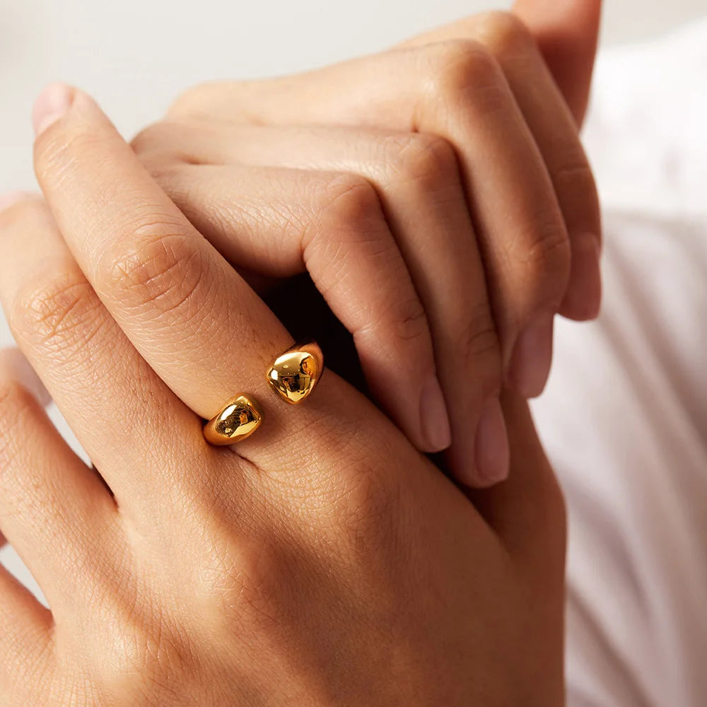 Kika Stylish Stainless Steel Layered Metal Texture Ring