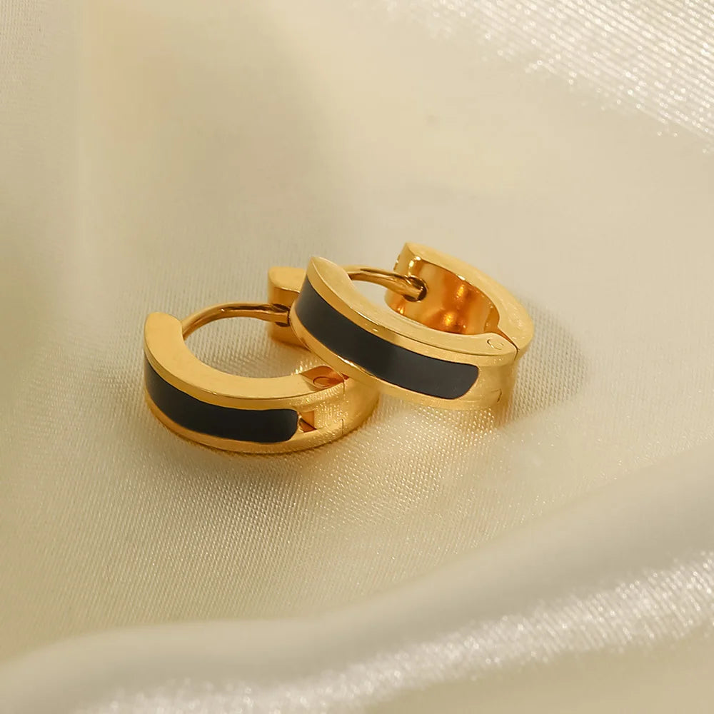 KIKA New Colorful Enamel Stainless Steel 316L Round Studs Earrings PVD Plated Stylish Charm