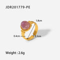Kika Water Proof Stainless Steel Natural Amethyst Stone Circle Cutout Open Ring for Women 2022 Charm Fashion Jewelry Gift
