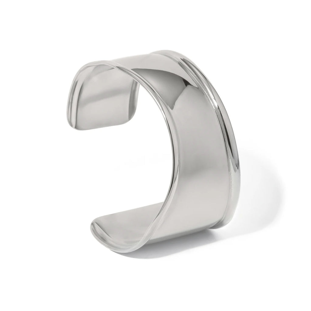 KIKA Unique Stainless Steel 316L Metal Wide Cuff Open Bracelet Bangle  PVD Plated Waterproof