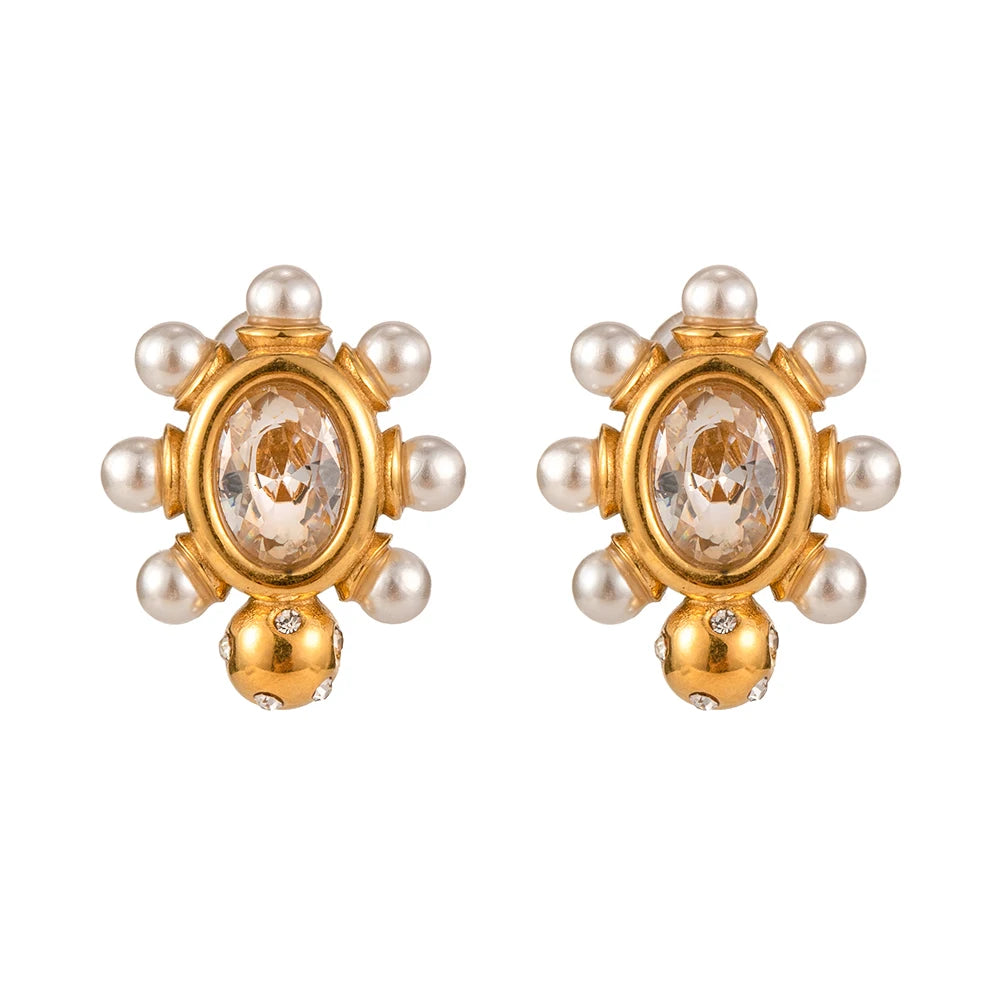 KIKA High Quality Imitation Pearls Drop Stainless Steel 316L Golden