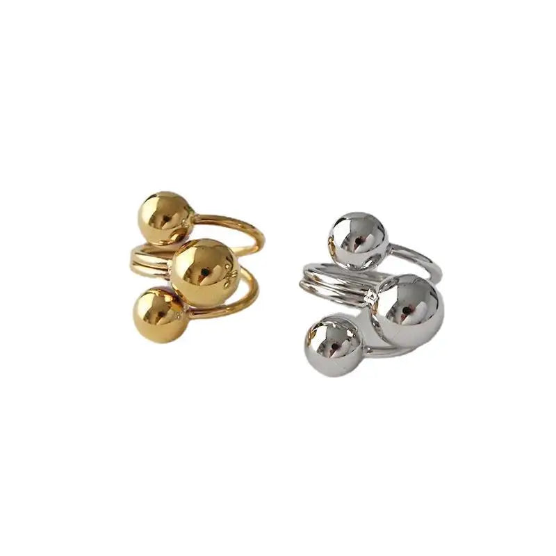 Kika Statement Stainless Steel Ball Adjustable Ring 18K Gold Plated Trendy Finger Ring Jewelry Anillos Mujer Acero Inoxidable