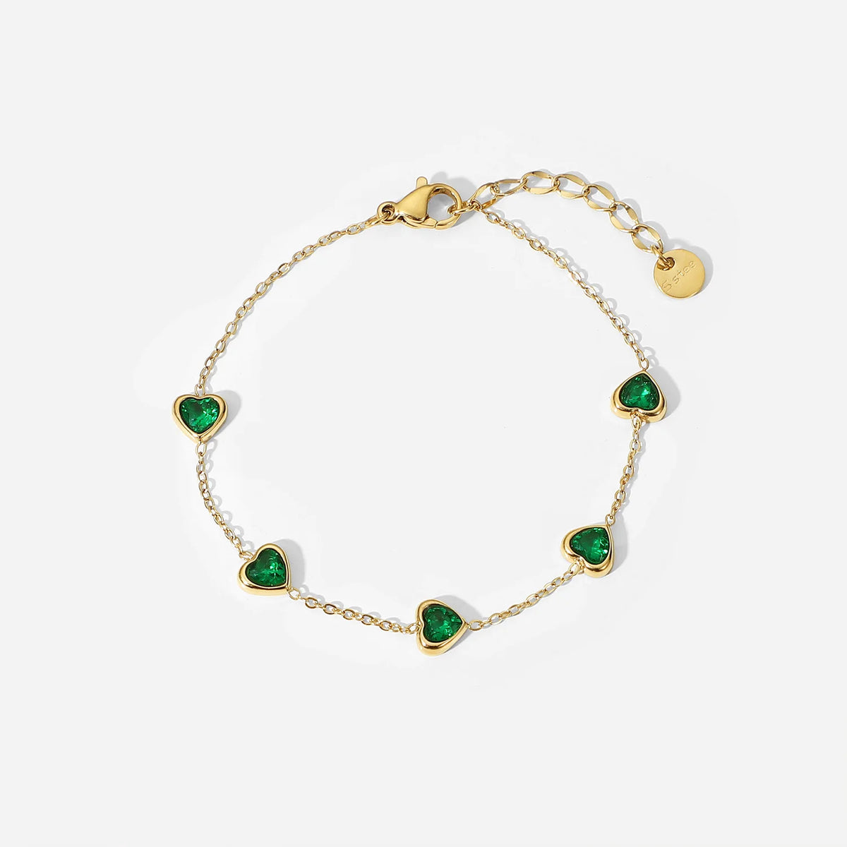 Green Heart Cubic Zirconia Bracelet