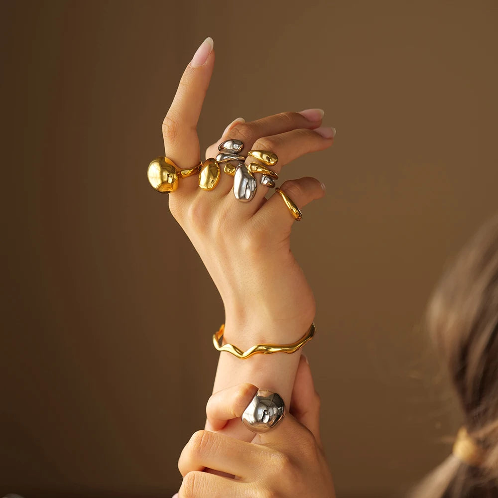Kika Smooth Domed Design Bold And Lightweight Chunky Rings