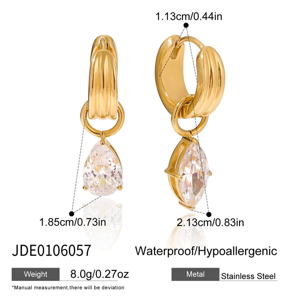 Kika Minimalist Classic  Inlay Droplet Shaped Zircon Ear Clip