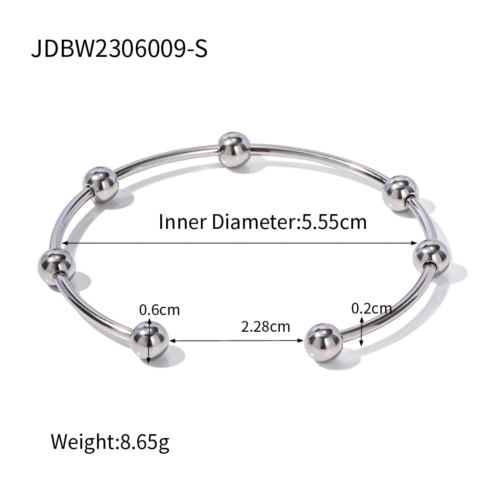 KIKA Gold PVD Plated Stainless Steel 316L Bracelets Jewelry Waterproof Mulit Round Ball Open Bangles