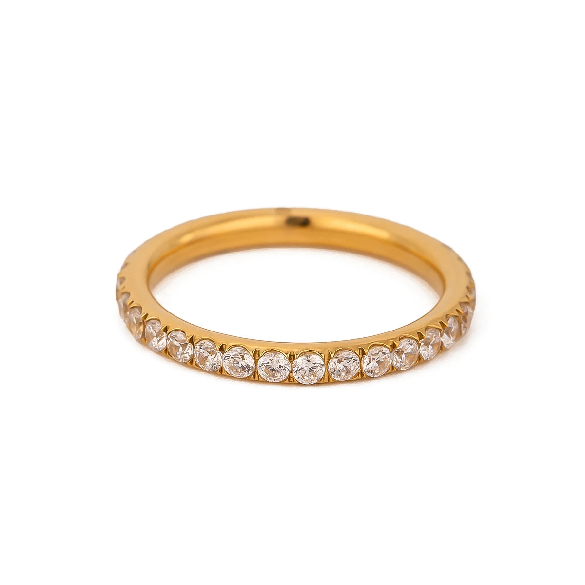 Ring Golden Cubic Zircon 18 K Plated Minimalist