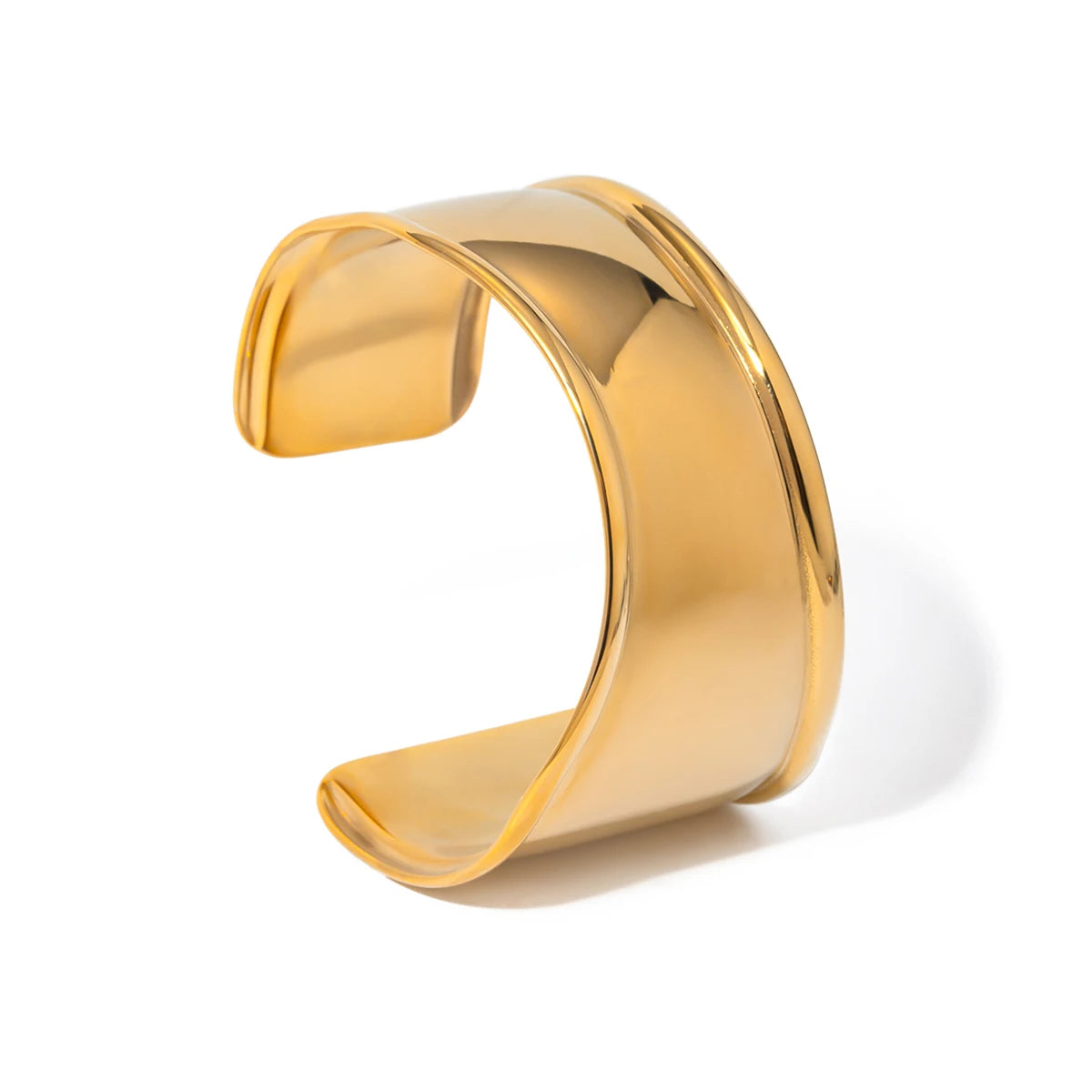 KIKA Stylish Unique Design Stainless Steel Metal Textured Cuff Bracelet Bangle Texture Rust Proof 18K PVD Plated Jewelry