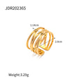 Kika Trendy18K PVD Gold Plated Stainless Steel Mulit Layer Line Wide Hollow Opening Rings Waterproof Jewelry for Women