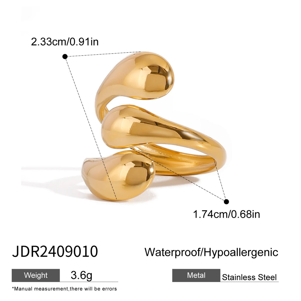 Kika Fashion Stainless Steel Open Ring 18K PVD Plated Smooth Metal Personalized Waterproof Jewelry for Women Gift