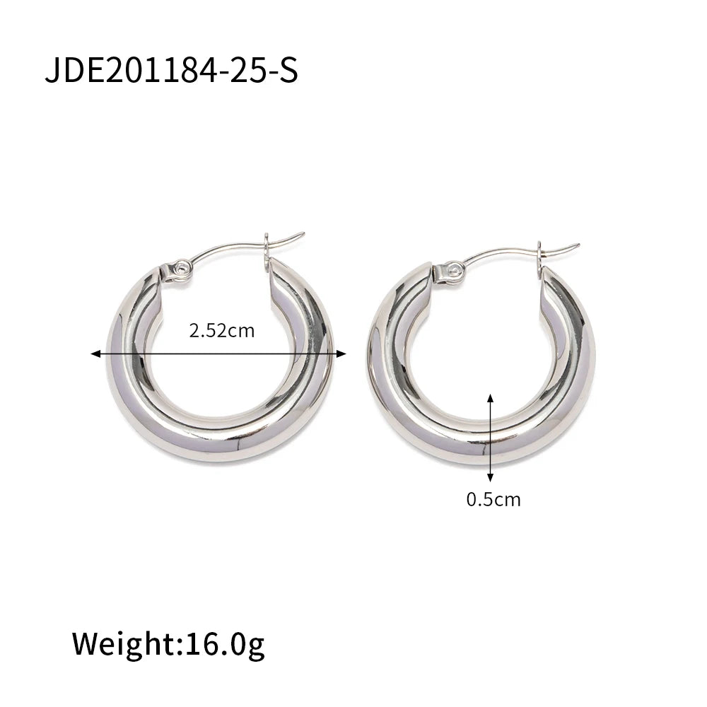 KIKA Stainless Steel 316L Water Drop Big Stud Earrings Chunky Waterdrop Open Hoops Earrings