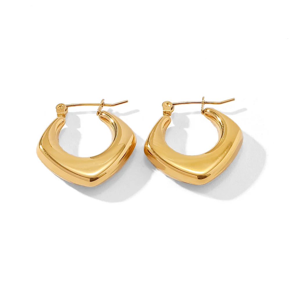 KIKA Stainless Steel 316L Water Drop Big Stud Earrings Chunky Waterdrop Open Hoops Earrings