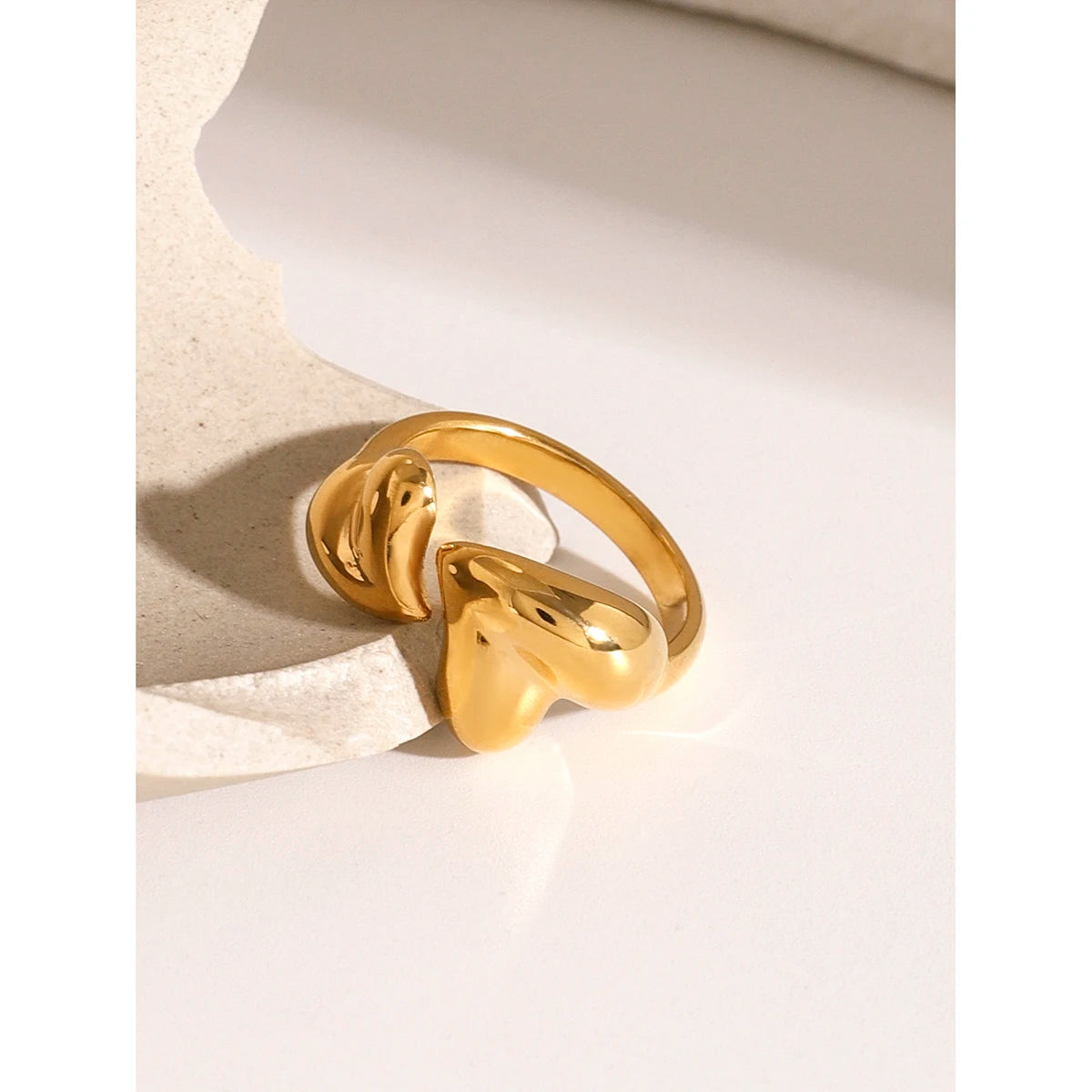 Kika Stainless Steel 18k Gold Color asymmetric heart shaped open ring