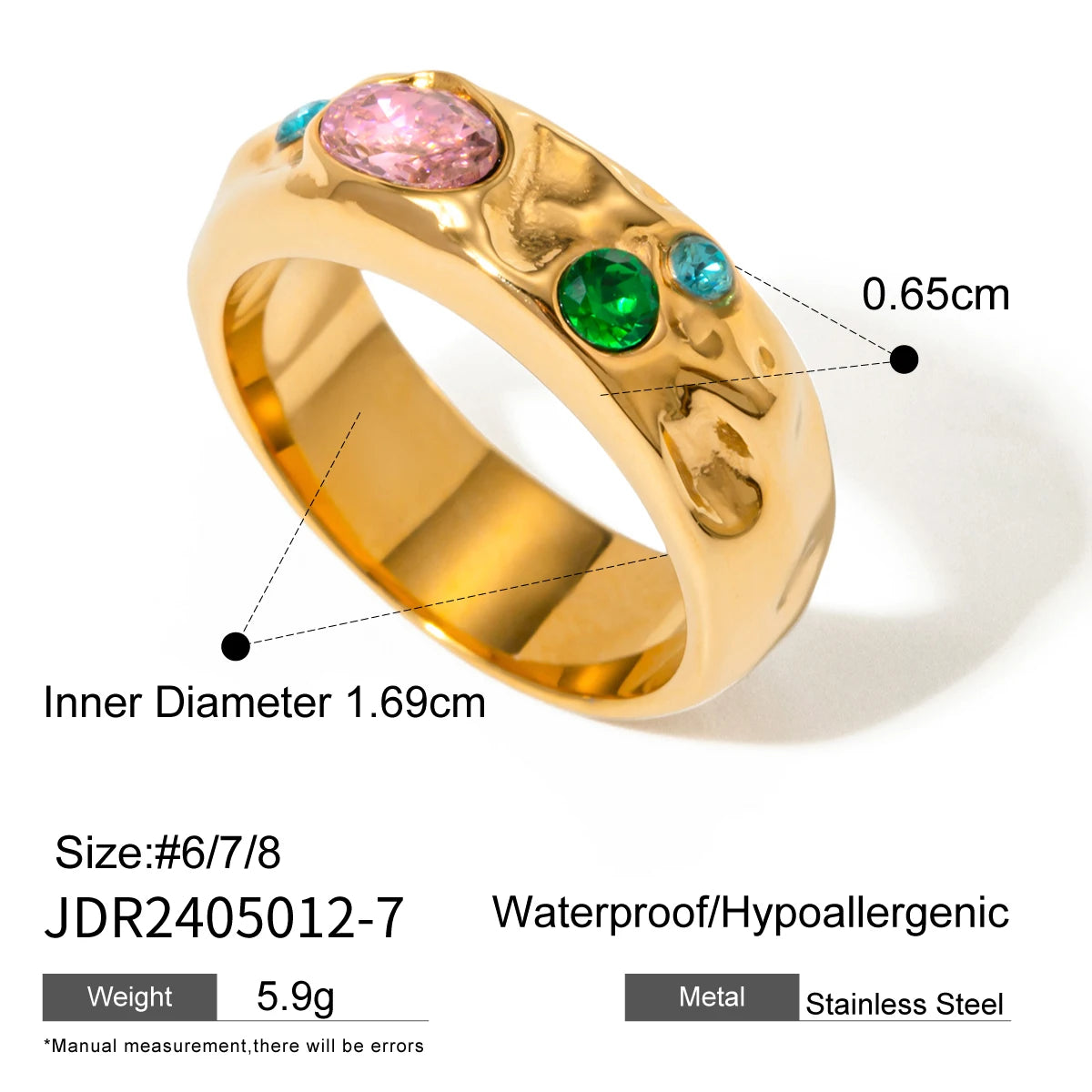 Y2k Blue Rhinestone Ring