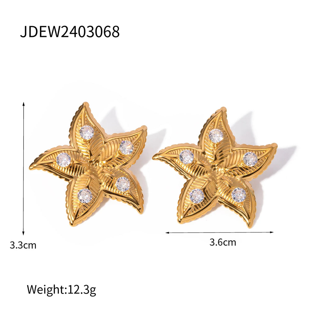 Kika Stainless Steel Starfish Drop Dangle Statement Earrings