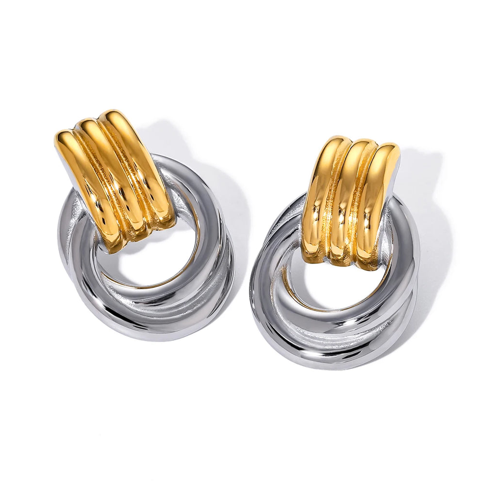 KIKA Creative Stainless Steel 316L Mixed Metal Vintage Stud Earrings